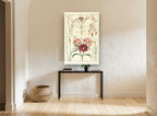 Pink Dianthus Study floral canvas print on the wall of a hallway