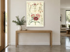 Pink Dianthus Study floral canvas print on the wall of a entry hall