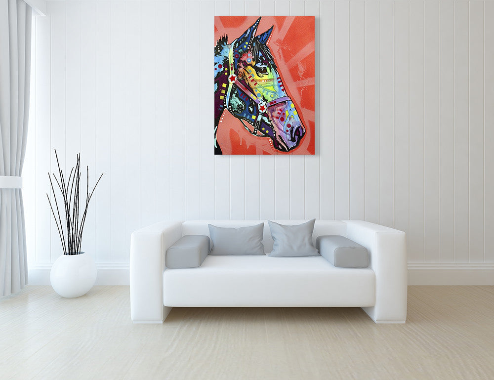 Purple Horse Wall Art Print on the wall