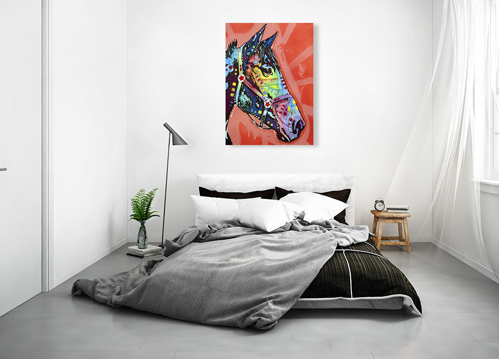 Purple Horse Wall Art Print on the wall