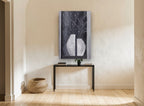 Split Vase Blossoms floral canvas print on the wall of a hallway