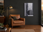 Split Vase in Grey floral canvas print on the wall of a charcoal living room