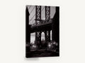 Arch Over Washington Street, manhattan bridge empire state black and white photograph, city canvas wall art print ready to hang