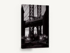 Arch Over Washington Street, manhattan bridge empire state black and white photograph, city canvas wall art print ready to hang