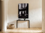 Arch Over Washington Street city canvas print on the wall of a hallway