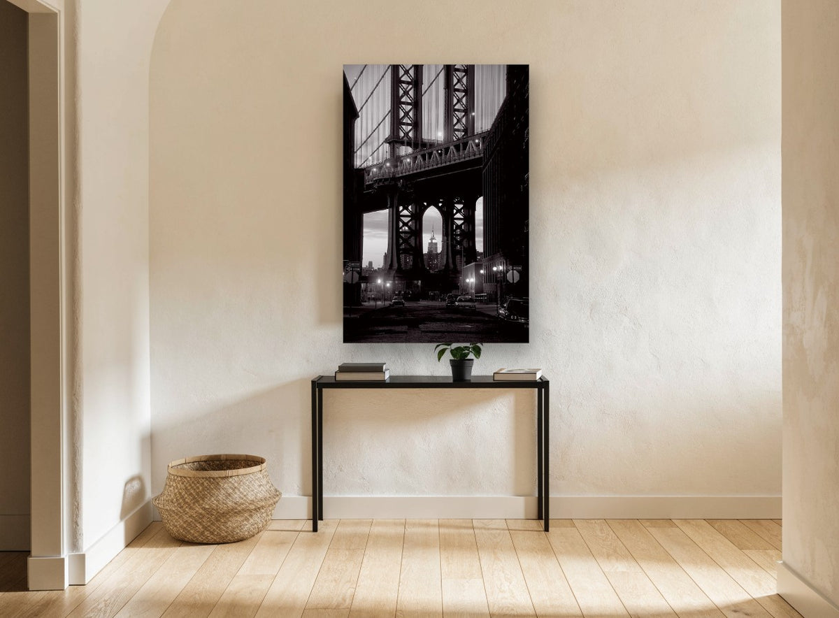 Arch Over Washington Street city canvas print on the wall of a hallway
