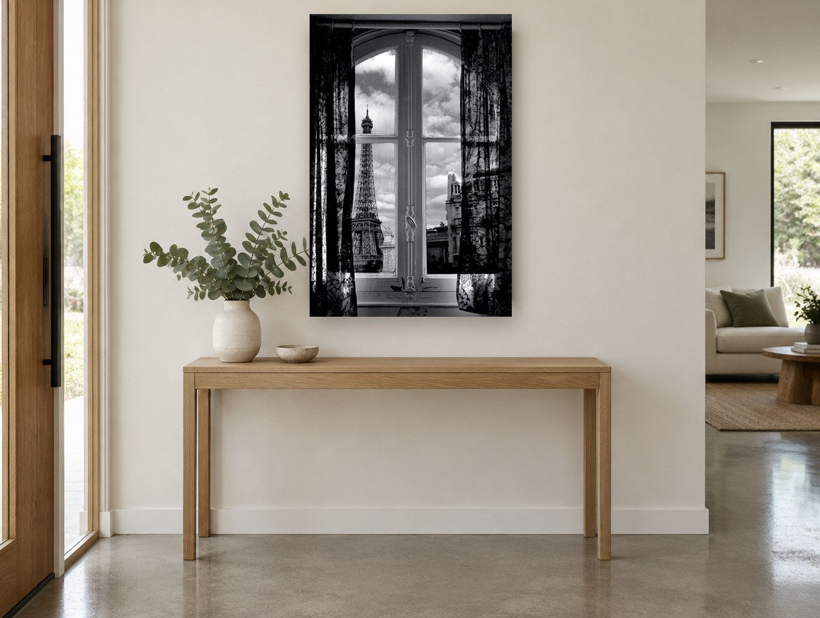 Window on the Tower city canvas print on the wall of a entry hall