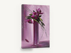 Magenta Blooms in Tall Vase, magenta flowers tall vase modern art, floral canvas wall art print ready to hang