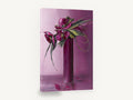 Magenta Blooms in Tall Vase, magenta flowers tall vase textured painting, floral canvas wall art print ready to hang