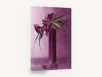 Magenta Blooms in Tall Vase, magenta flowers tall vase textured painting, floral canvas wall art print ready to hang
