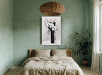 Ink Orchids in Tall Vase floral canvas print on the wall of a bedroom