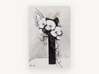 Ink Orchids in Tall Vase, floral canvas wall art print, front view