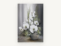 White Orchids in Grey, floral canvas wall art print, front view