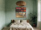 Inspire French Lettering vintage canvas print on the wall of a bedroom