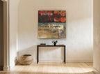 Inspire French Lettering vintage canvas print on the wall of a hallway