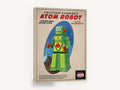 Atom Robot Friction Toy, retro green toy robot poster, stretched canvas wall art print ready to hang