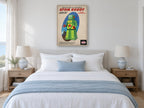 Atom Robot Friction Toy vintage canvas print on the wall of a coastal bedroom