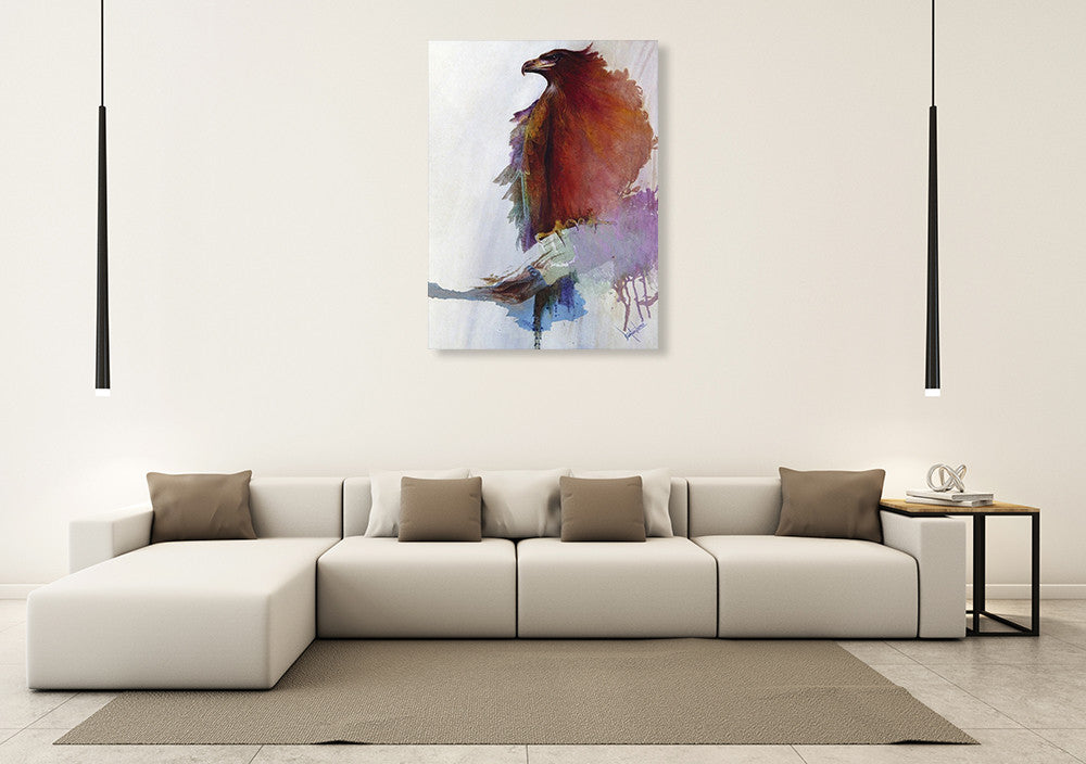 Rainbow Eagle Wall Art Print on the wall