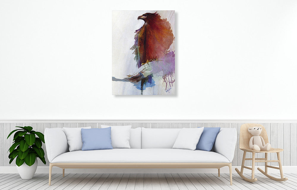 Rainbow Eagle Wall Art Print on the wall