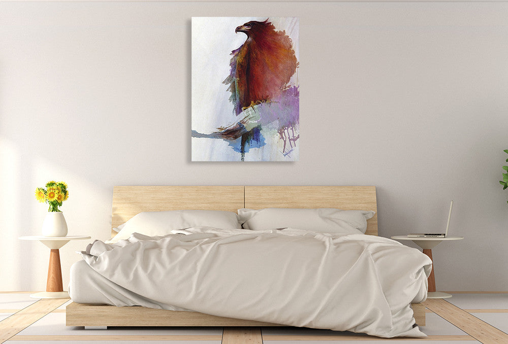 Rainbow Eagle Wall Art Print on the wall