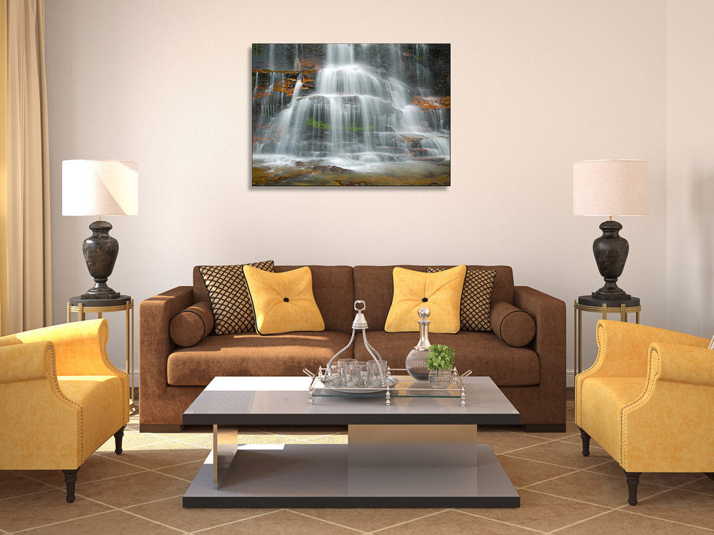 Rainforest Waterfall Wall Art Print on the wall