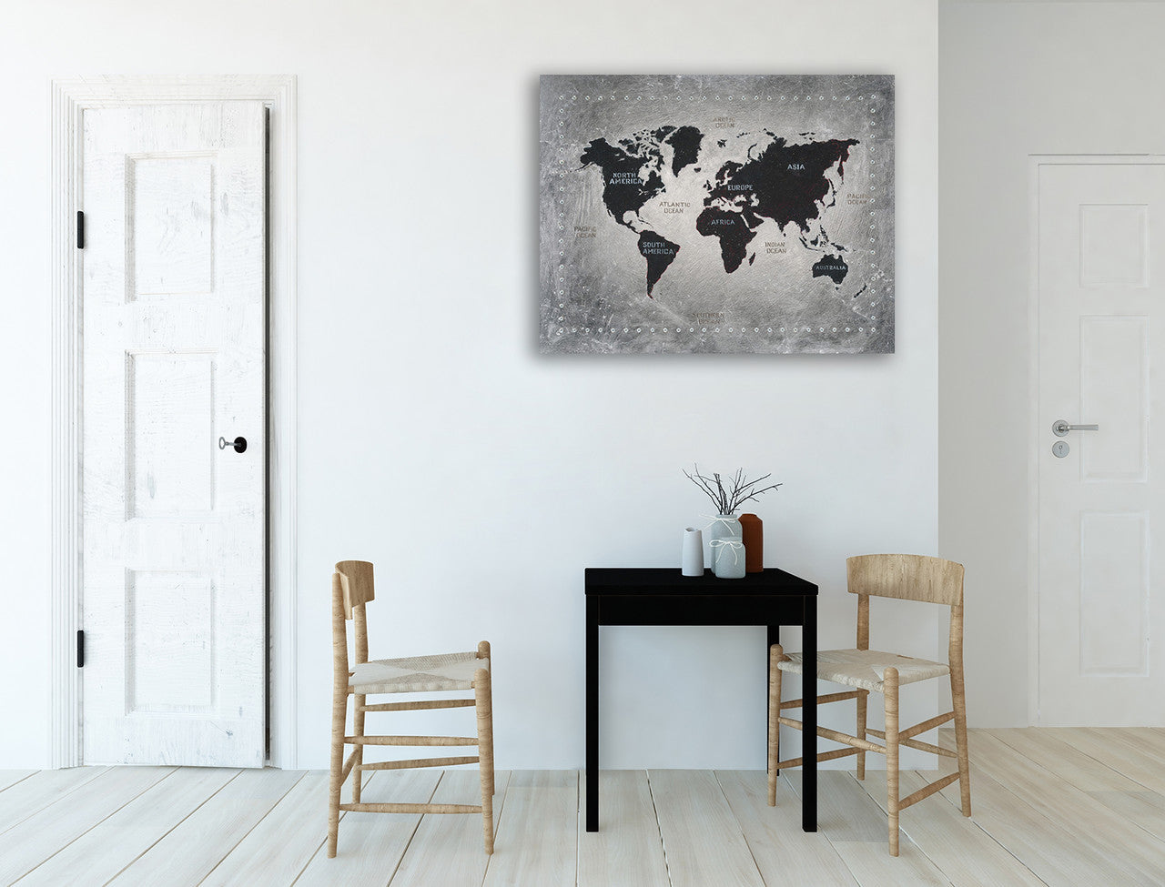 Riveting World Map Wall Art Print on the wall