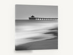 Silent Pier Haze, long exposure pier black and white, coastal canvas wall art print ready to hang