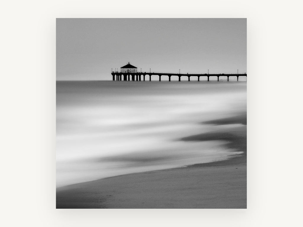 Silent Pier Haze, coastal canvas wall art print, front view