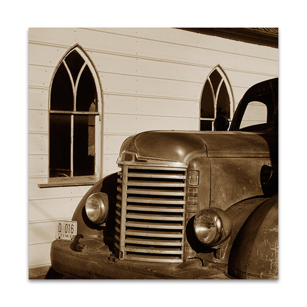 Fire Truck and Church Wall Art Print