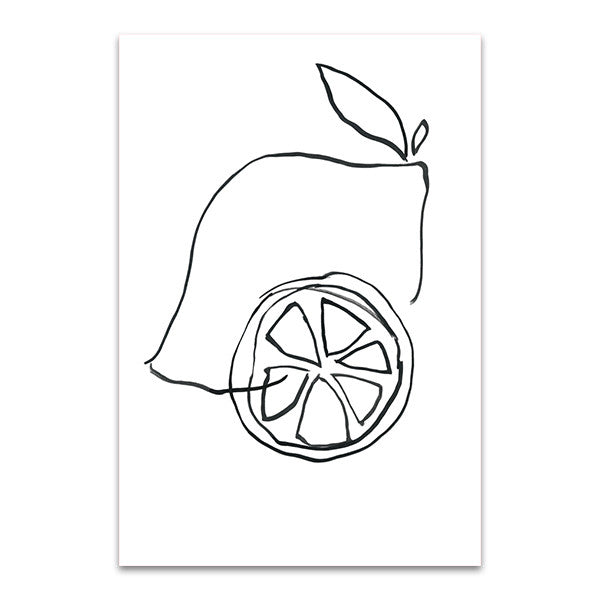 Fruit Contour Lemons Wall Art Print