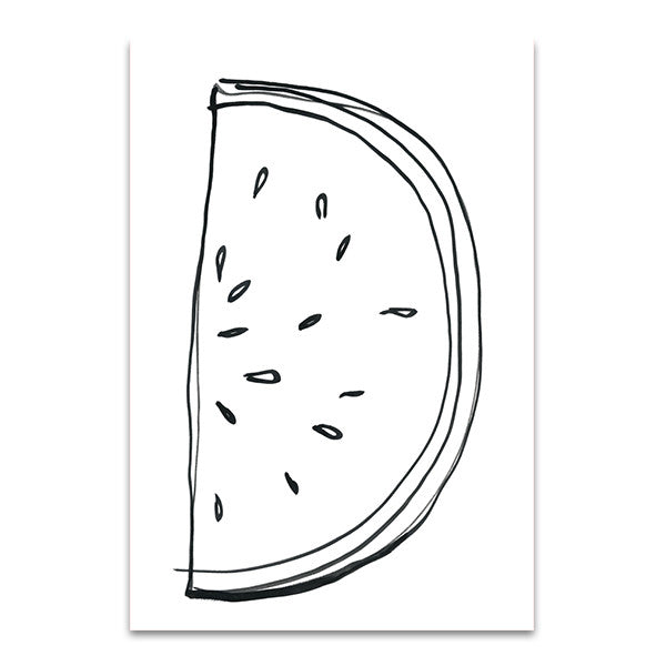 Fruit Contour Watermelon Wall Art Print