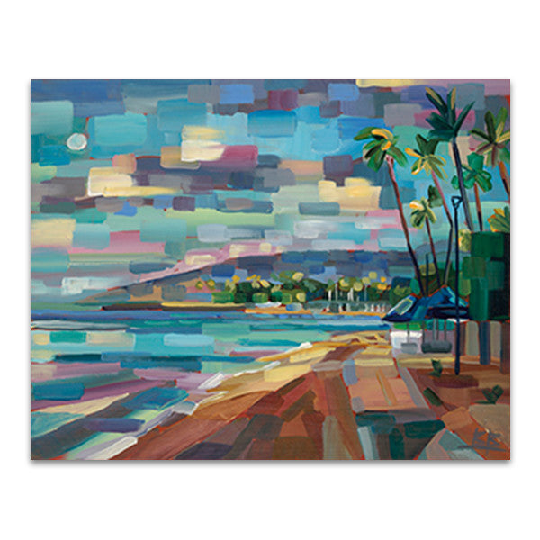 Morning Moon Over Waikiki Wall Art Prin