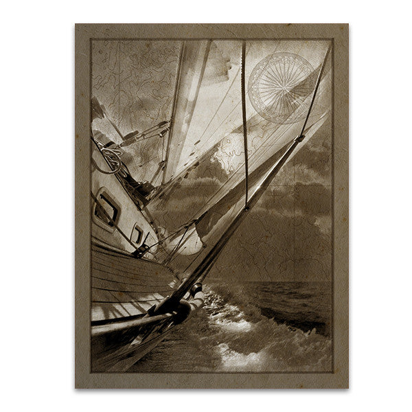 Sailing in Sepia B Wall Art Print