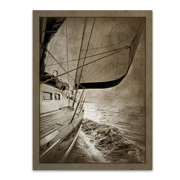 Sailing in Sepia C Wall Art Print