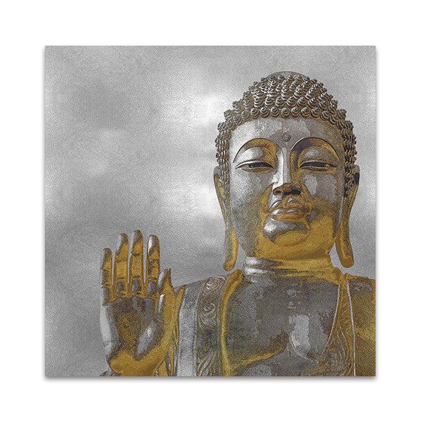 Silver and Gold Buddha Wall Art Print