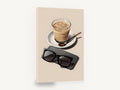Iced Latte Break, iced latte sunglasses illustration kitchen, kitchen canvas wall art print ready to hang
