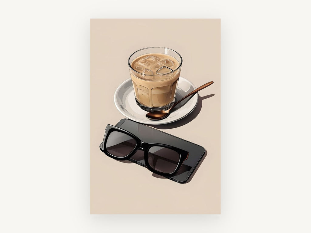 Iced Latte Break, kitchen canvas wall art print, front view