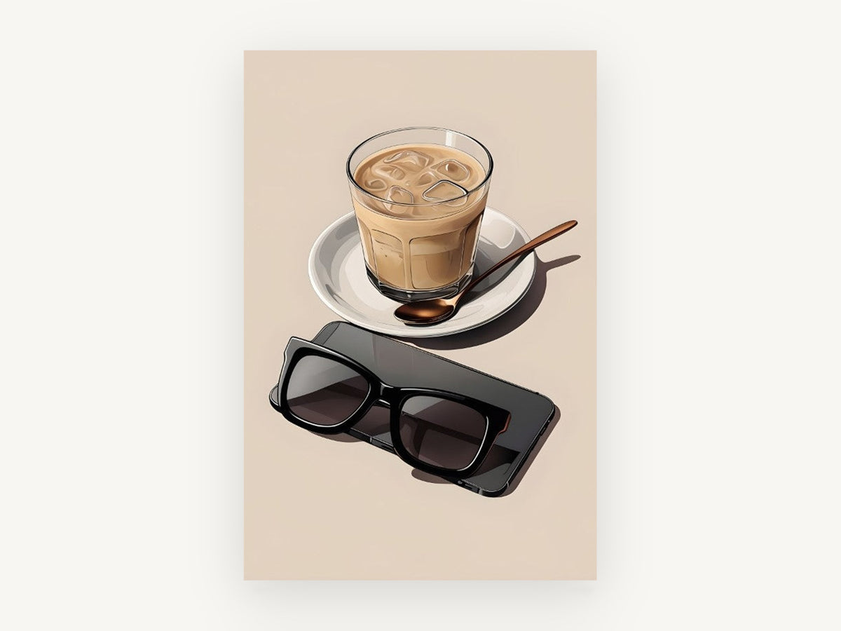 Iced Latte Break, kitchen canvas wall art print, front view