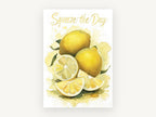 Squeeze the Day Lemons, kitchen canvas wall art print, front view