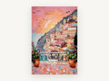 Positano Dusk Terrace, coastal canvas wall art print, front view