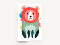 Splash Paint Bear, colourful bear nursery illustration, animal canvas wall art print ready to hang