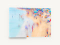 Crowded Summer Shoreline, busy beach umbrellas long exposure photograph, coastal canvas wall art print ready to hang