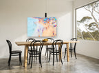 Crowded Summer Shoreline coastal canvas print on the wall of a dining room