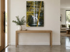 Mossy Falls Gold floral canvas print on the wall of a entry hall