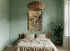 Golden Creek Bridge floral canvas print on the wall of a bedroom