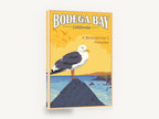 Bodega Bay Gull, retro bodega bay seagull travel poster, stretched canvas wall art print ready to hang