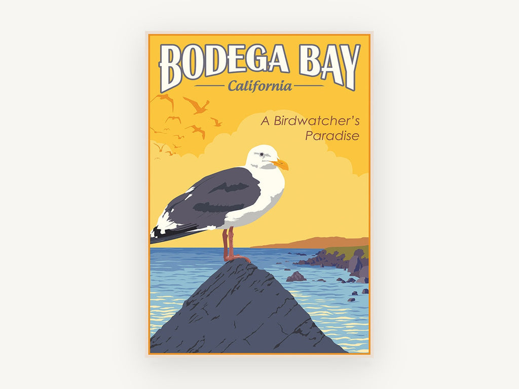 Bodega Bay Gull, vintage canvas wall art print, front view