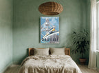 Transeuro Line Brussels vintage canvas print on the wall of a bedroom