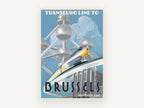 Transeuro Line Brussels, vintage canvas wall art print, front view