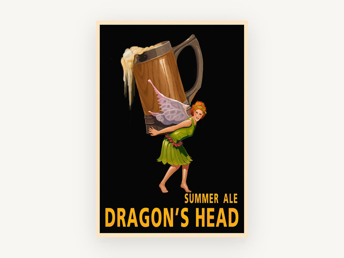 Fairy Carrying Summer Ale, vintage canvas wall art print, front view